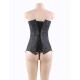 Bustiers Embroidery Back Lace Up Long Corset 14 steel bone