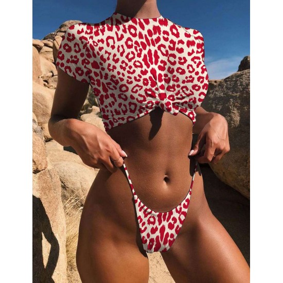 Fashion Print Knotted Sexy Summer Bikini Set