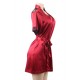 Plus Size Wine Red Silk Satin Lace Backless Sexy Women Kimono Home Pajamas