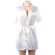 White Silk Satin Lace Backless Sexy Women Kimono Home Pajamas