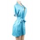 Blue Silk Satin Lace Backless Sexy Women Kimono Home Pajamas