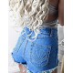 Good Quality High Waist Solid Color Push Up Shell Jeans Shorts 