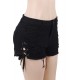 Black Broken Holes Lace Up Shorts Sexy Summer Jeans Shorts