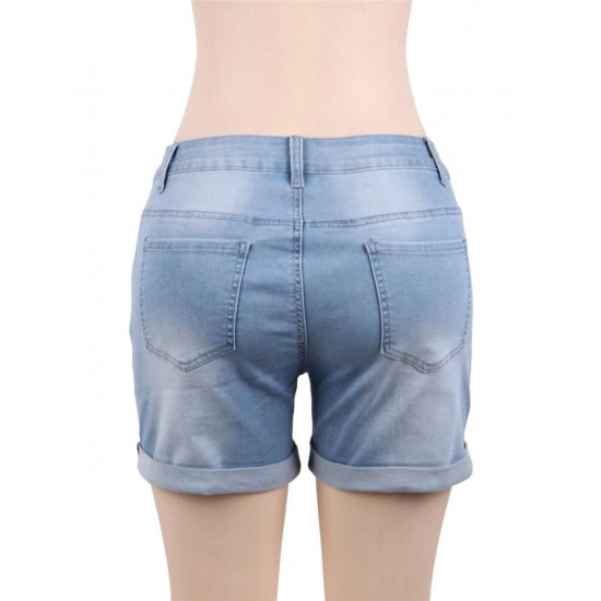 Good Quality High Waist Solid Color Push Up Jeans Shorts 