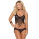 Black Eyelash Lace Super Thin Cup Sexy Bra Set