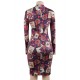 Fashion Poker printing Long Sleeve Bodycon Dress