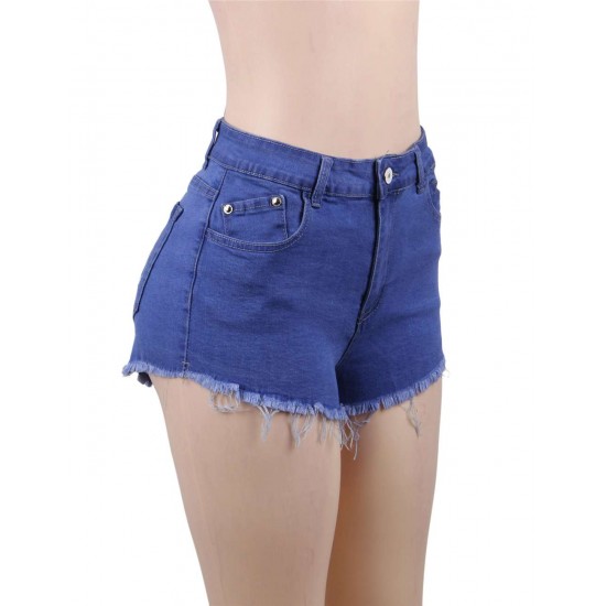 Good Quality High Waist Solid Color Push Up Shell Jeans Shorts 