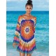 Long Sleeve Rainbow Knitted Handmade Crochet Hollow Beach Dress 