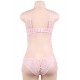 Pink Eyelash Lace Super Thin Cup Sexy Bra Set