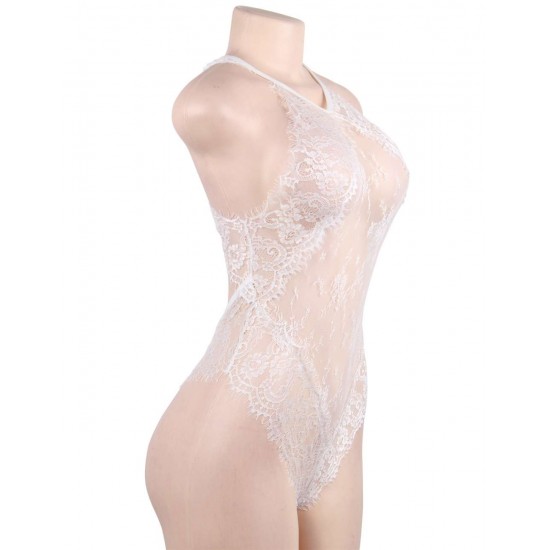 White High Quality Lace Sexy Hollow-out Conjoined Underwear 