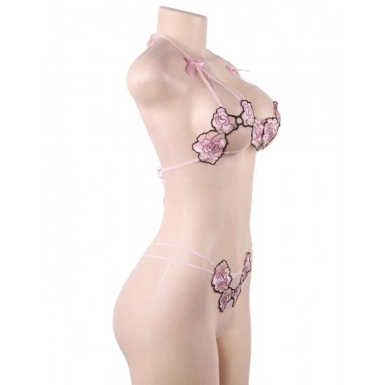 Sexy Flower Embroidery Fashion Bra Set