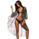 Floral Printed Sexy Sheer Chiffon Cardigan Beach Cover Up