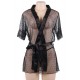 Black Sexy Lace Transparent Pajamas Underwear Set