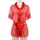 Plus Size Red Sexy Lace Transparent Pajamas Underwear Set