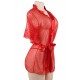 Plus Size Red Sexy Lace Transparent Pajamas Underwear Set